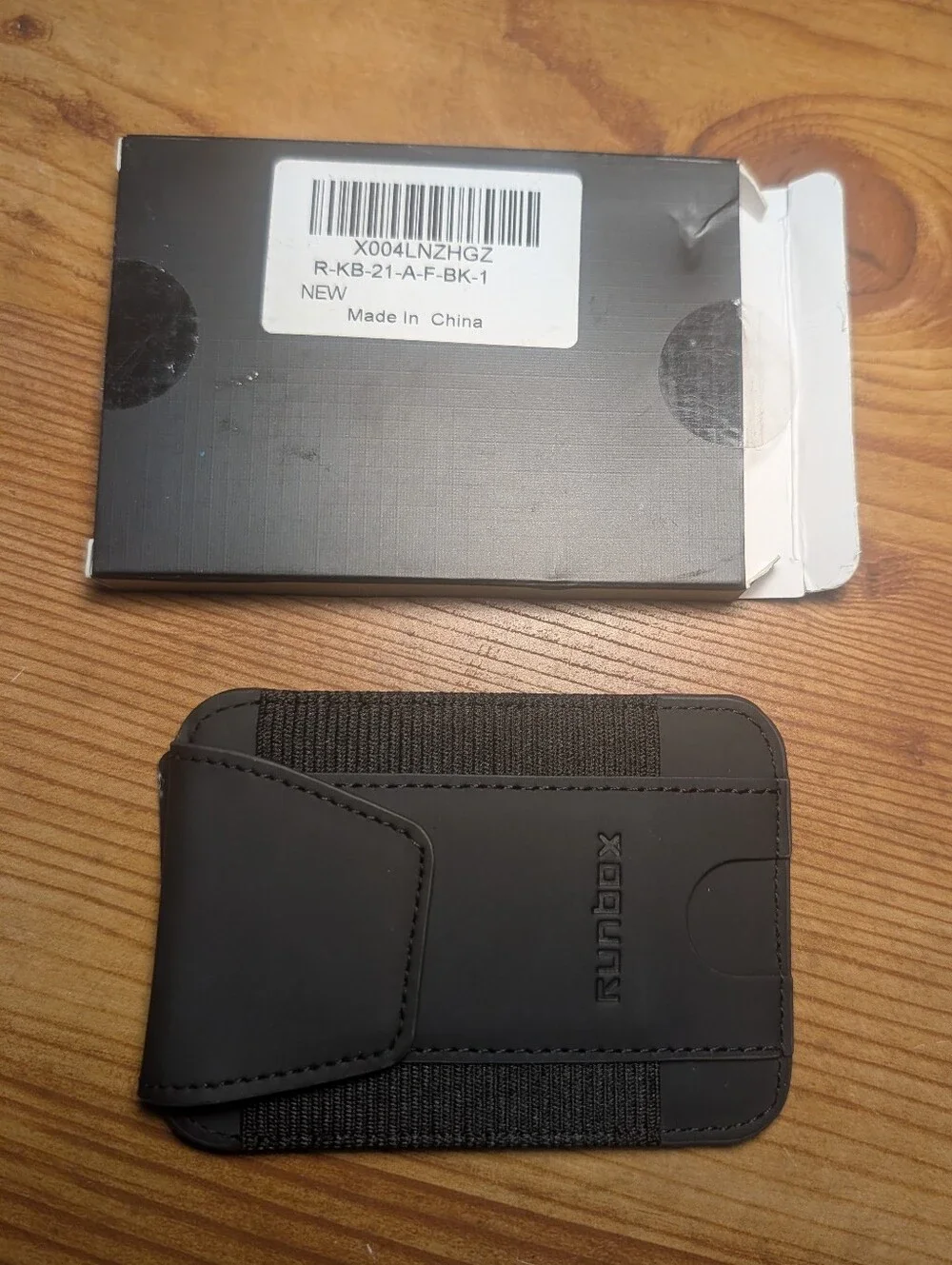 RUNBOX RFID Card ID Holder Wallet in Black Leather